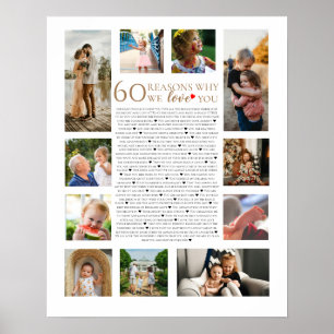 Affiche 60 raisons pour lesquelles nous vous aimons collag