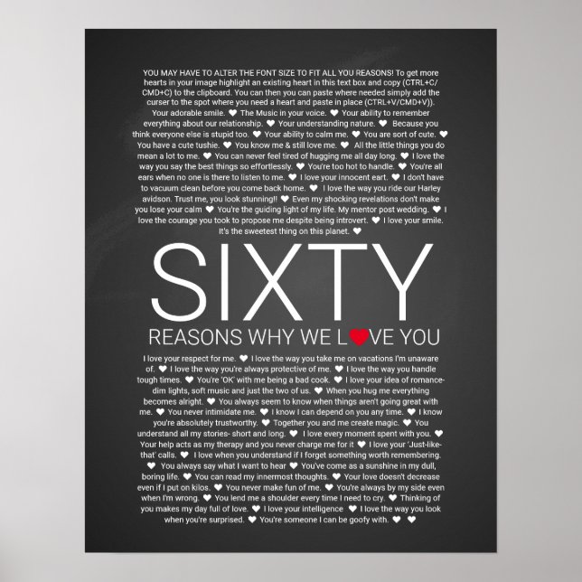 Affiche 60 raisons pour lesquelles nous vous aimons sermen (Devant)