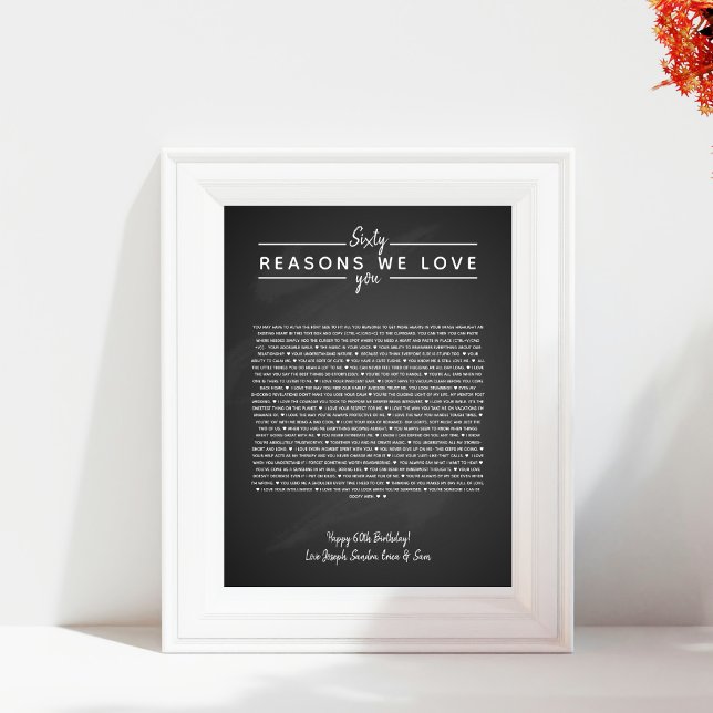 Affiche 60 raisons pour lesquelles on t'aime cadeau d'anni (Créateur téléchargé)