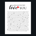 Affiche 60 reasons why we love you 80th 60th birthday 40th<br><div class="desc">designed by The Arty Apples Limited</div>