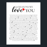 Affiche 60 reasons why we love you 80th 60th birthday 40th<br><div class="desc">designed by The Arty Apples Limited</div>