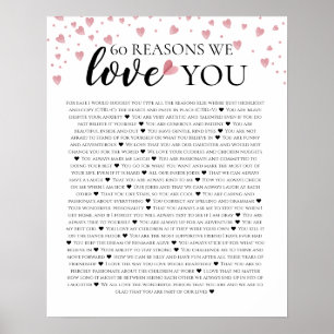 Affiche 60 reasons why we love you 80th 60th birthday 40th
