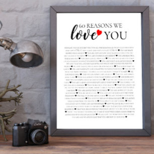 Affiche 60 reasons why we love you 80th 60th birthday 40th
