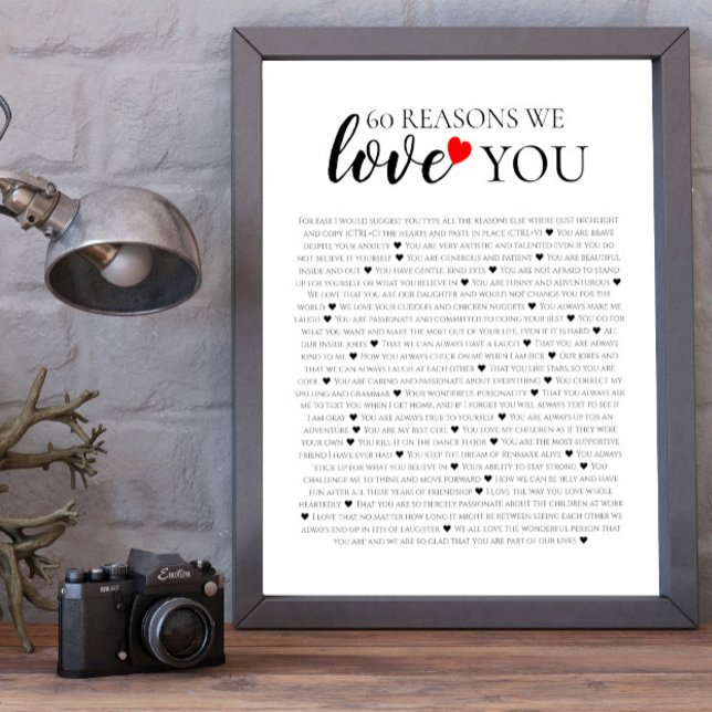 Affiche 60 reasons why we love you 80th 60th birthday 40th (Créateur téléchargé)