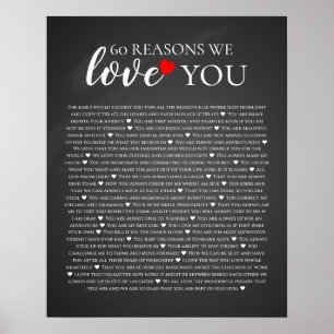 Affiche 60 reasons why we love you 80th 60th birthday 40th