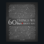 Affiche 60 things we love about you, 70th 80th birthday<br><div class="desc">designed by The Arty Apples Limited</div>