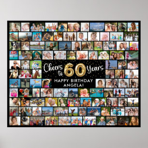 Affiche 60e Anniversaire 108 Photos Noir Or Félicitations