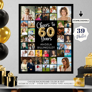 Affiche 60e anniversaire 39 photo Collage encourage à 60 a