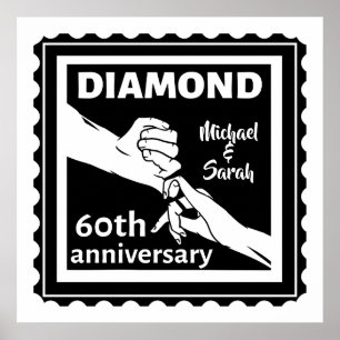 Affiche 60e anniversaire du mariage diamant traditionnel