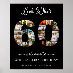 Affiche 60e anniversaire élégant Photo Collage signe de la