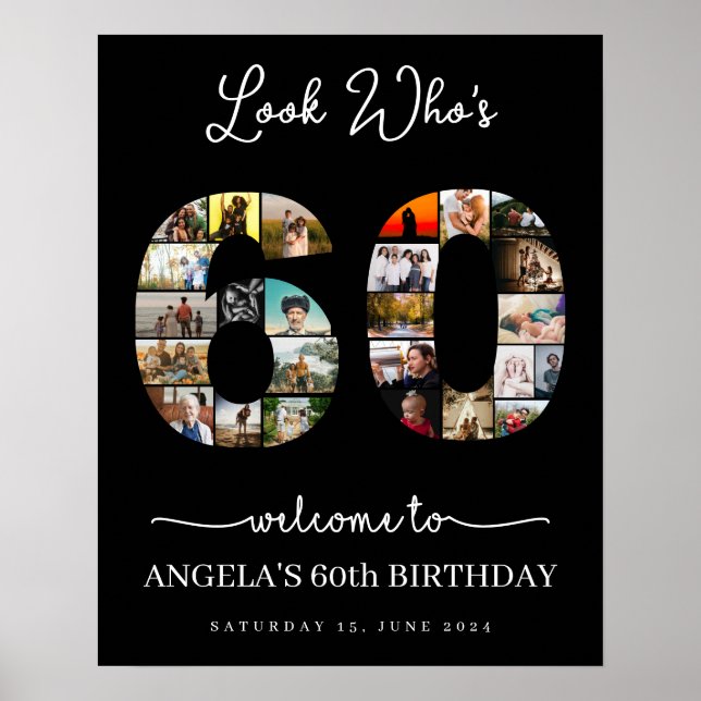 Affiche 60e anniversaire élégant Photo Collage signe de la (Devant)