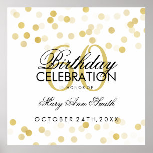 Affiche 60e anniversaire Faux Gold Foil Parties scintillan