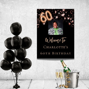 Affiche 60e anniversaire noir rose or photo star accueil