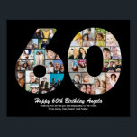Affiche 60e anniversaire Numéro 60 photo Collage Cadeau<br><div class="desc">Marquez des années de merveilleux souvenirs et des aventures avec ce captivant 60e anniversaire Numéro de photo Collage. Ce modèle personnalisable est le mélange parfait de créativité et de sentiment, vous permettant de créer un cadeau vraiment mémorable et personnalisé pour la journée spéciale de votre être cher. Capturez l'essence d'années...</div>