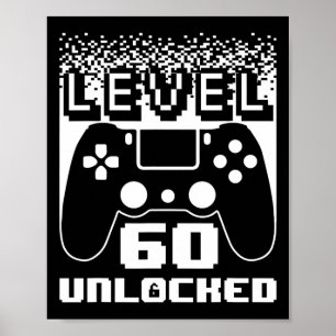 Affiche 60e Anniversaire Pour Homme Niveau 60 Joueur Déver
