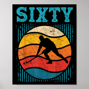 Affiche 60e anniversaire rétro hockey sur gazon homme de 6
