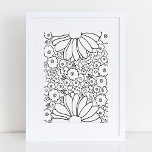 Affiche 60s les années 70 Fleurs noir et blanc Imprimer<br><div class="desc">Ce petit nombre super va égayer vos murs ! Fleurs dessinées à la main avec une très 60s et les années 70 ambiance.</div>