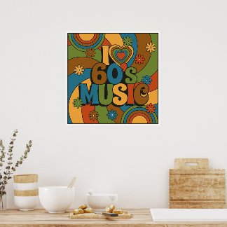 Affiche 60s Music Retro Color Palette for Music Lovers