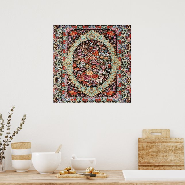 Affiche 60s Vintage Perse Turc Floral Motif (Cuisine)