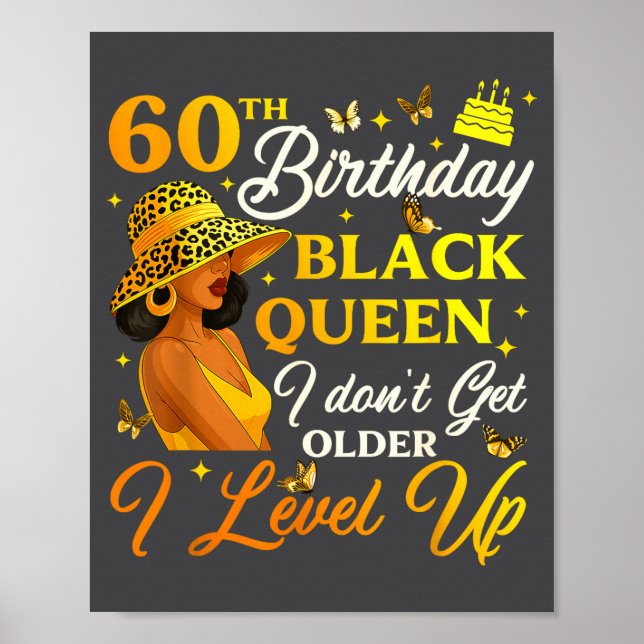 Affiche 60th Birthday Black Queen Level Up Emwering For Wo (Devant)
