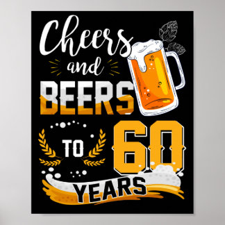 Affiche 60th Birthday Party Cheers And Beers To 60 Years