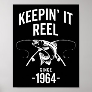 Affiche 61e Anniversaire Garder Il Reel depuis 1964 Pêcher