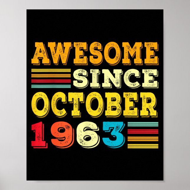 Affiche 62 Years Old Awesome Since October 1963 62nd Birth (Devant)