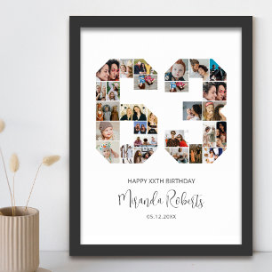 Affiche 63e anniversaire Numéro 63 Photo personnalisée Col