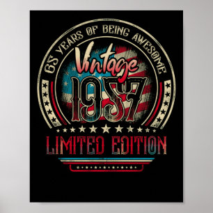 Affiche 65 Ans Awesome 65e Anniversaire Vintage 1957 USA