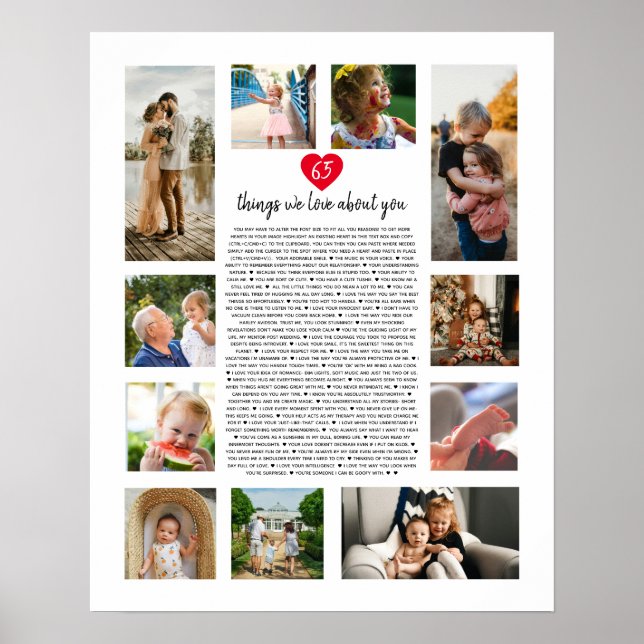 Affiche 65 choses que nous aimons chez vous (Devant)