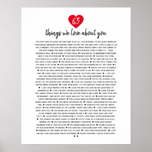 Affiche 65 choses que nous aimons sur vous raisons cardiaq