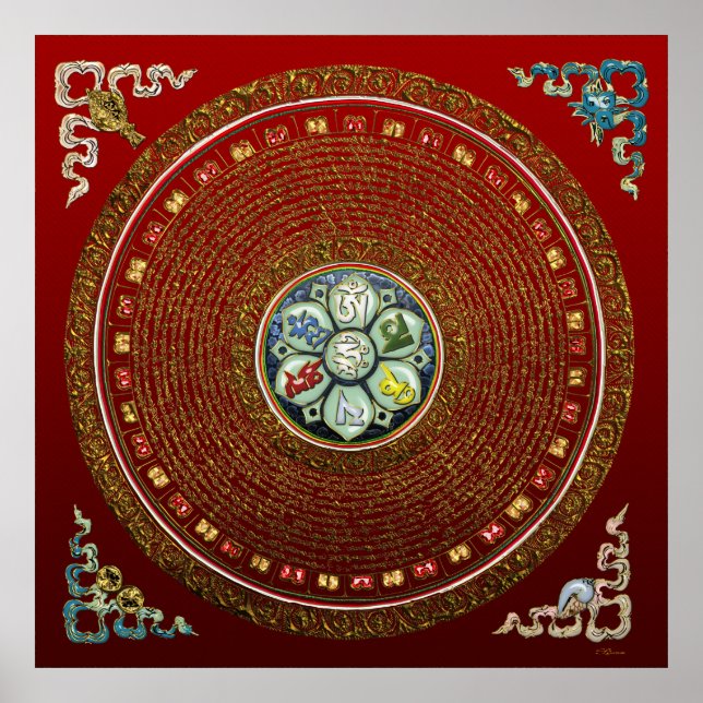 Affiche [66] Mantra Mandala "OM" du Tibétain rond (Devant)