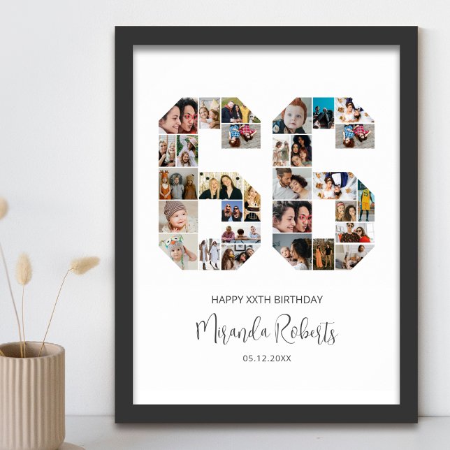 Affiche 66e anniversaire Numéro 66 Photo personnalisée Col (Créateur téléchargé)
