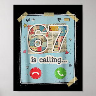 Affiche 67 Appelle Drôle Gen Z Argot Mème Écran de Télépho