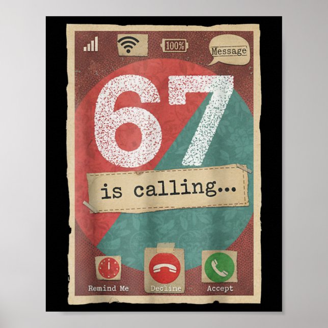 Affiche 67 Appelle Drôle Mème de l'argot de la génération  (Devant)