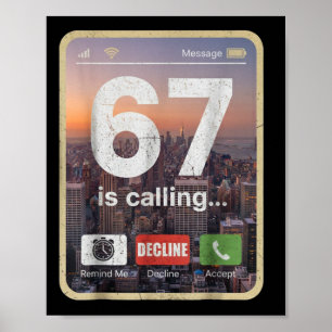 Affiche 67 Appelle Drôle Mème de l'écran du téléphone Slan