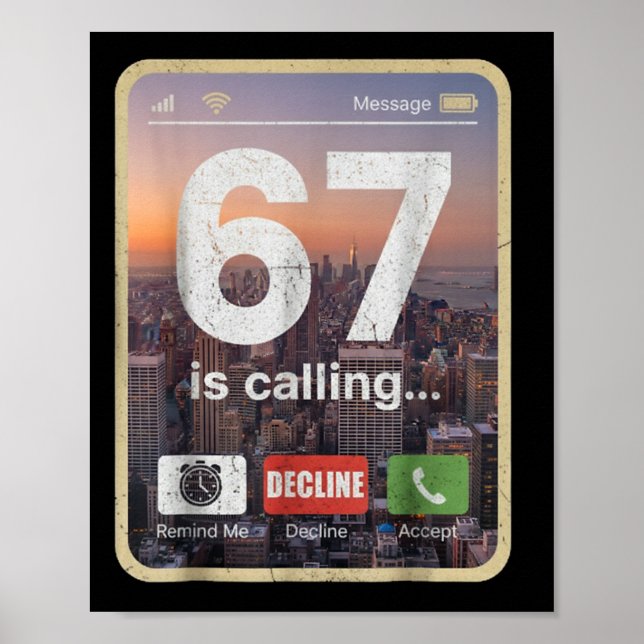 Affiche 67 Appelle Drôle Mème de l'écran du téléphone Slan (Devant)