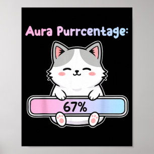 Affiche 67 Aura Énergétique de Chat Drôle À Six Sept Mème