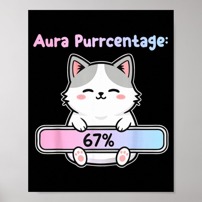 Affiche 67 Aura Énergétique de Chat Drôle À Six Sept Mème  (Devant)