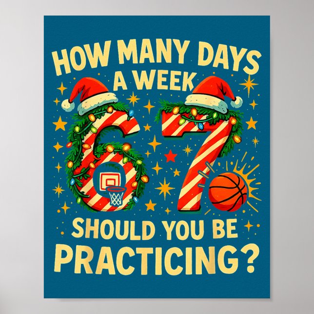 Affiche 67 Basketball Christmas Funny Practice Meme Gift  (Devant)