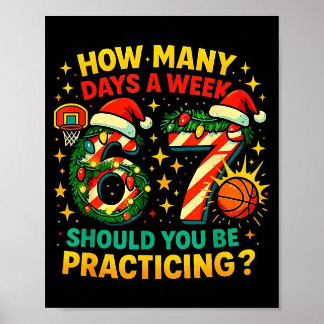 Affiche 67 Basketball Christmas Funny Practice Meme Gift  (Devant)