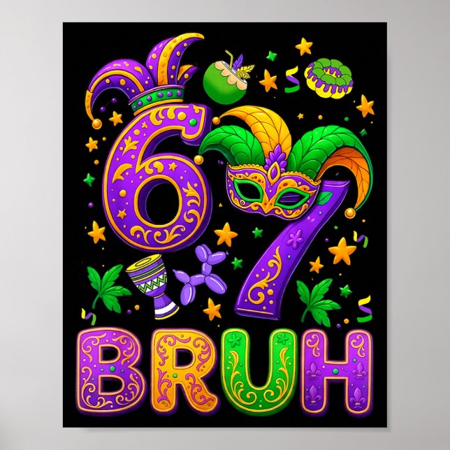 Affiche 67 Bruh Mardi Gras Jester Mask New Orleans  (Devant)