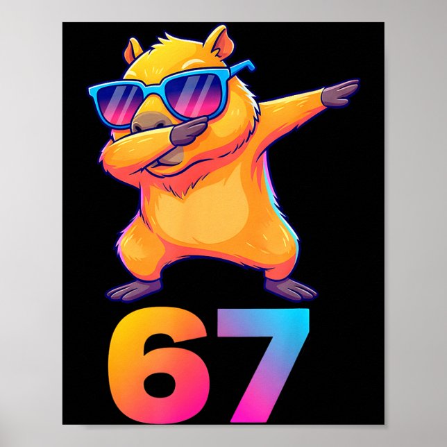 Affiche 67 Capybara Six Seven Meme Animal Cool Capybara Da (Devant)