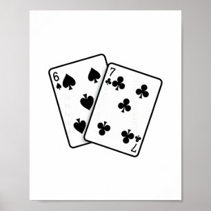 Affiche 67 Cartes à jouer Mème Drôle Six Sept 