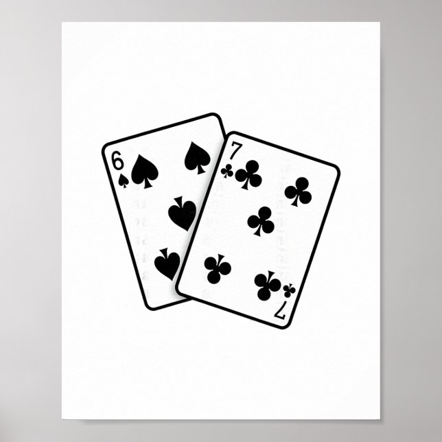 Affiche 67 Cartes à jouer Mème Drôle Six Sept  (Devant)