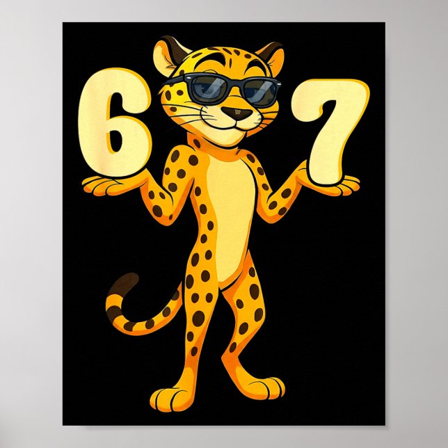 Affiche 67 Cheetah Meme Six Seven Hands Motion Kids Teens  (Devant)