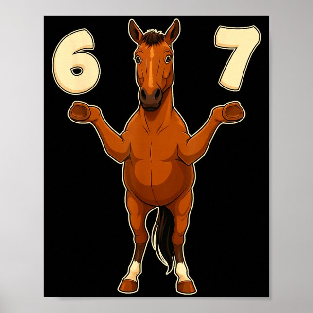 Affiche 67 Cheval Drôle Gen Alpha Argot Enfants Adolescent (Devant)