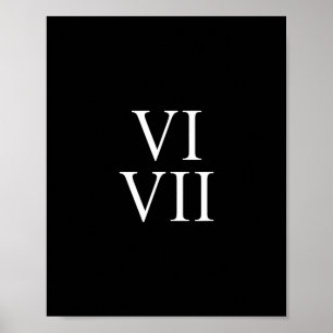 Affiche 67 chiffres romains Vi Vii drôle six sept mème Mat