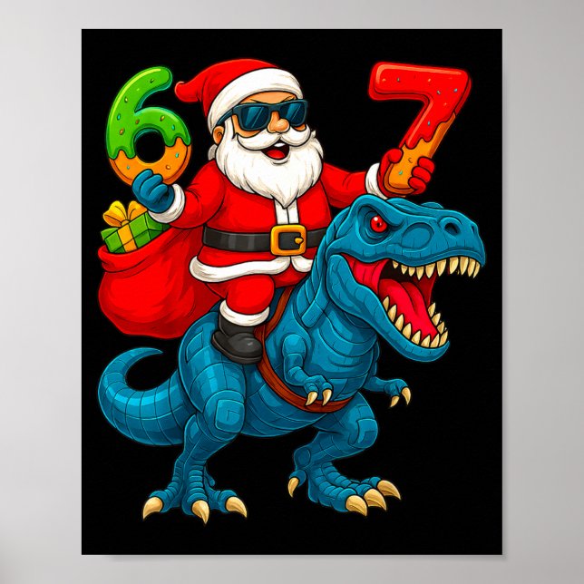 Affiche 67 Christmas 6 7 Meme Funny Santa Six Seven Xmas B (Devant)