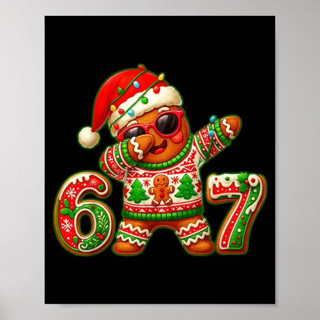 Affiche 67 Christmas 6 7 Meme Gingerbread Man Xmas Pajamas (Devant)